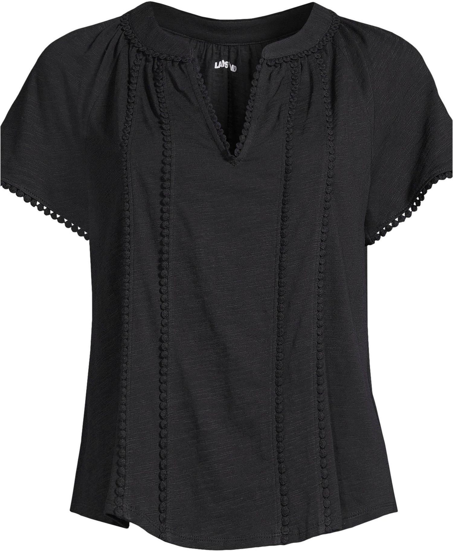 Women's Slub Short Sleeve Notch Neck Top