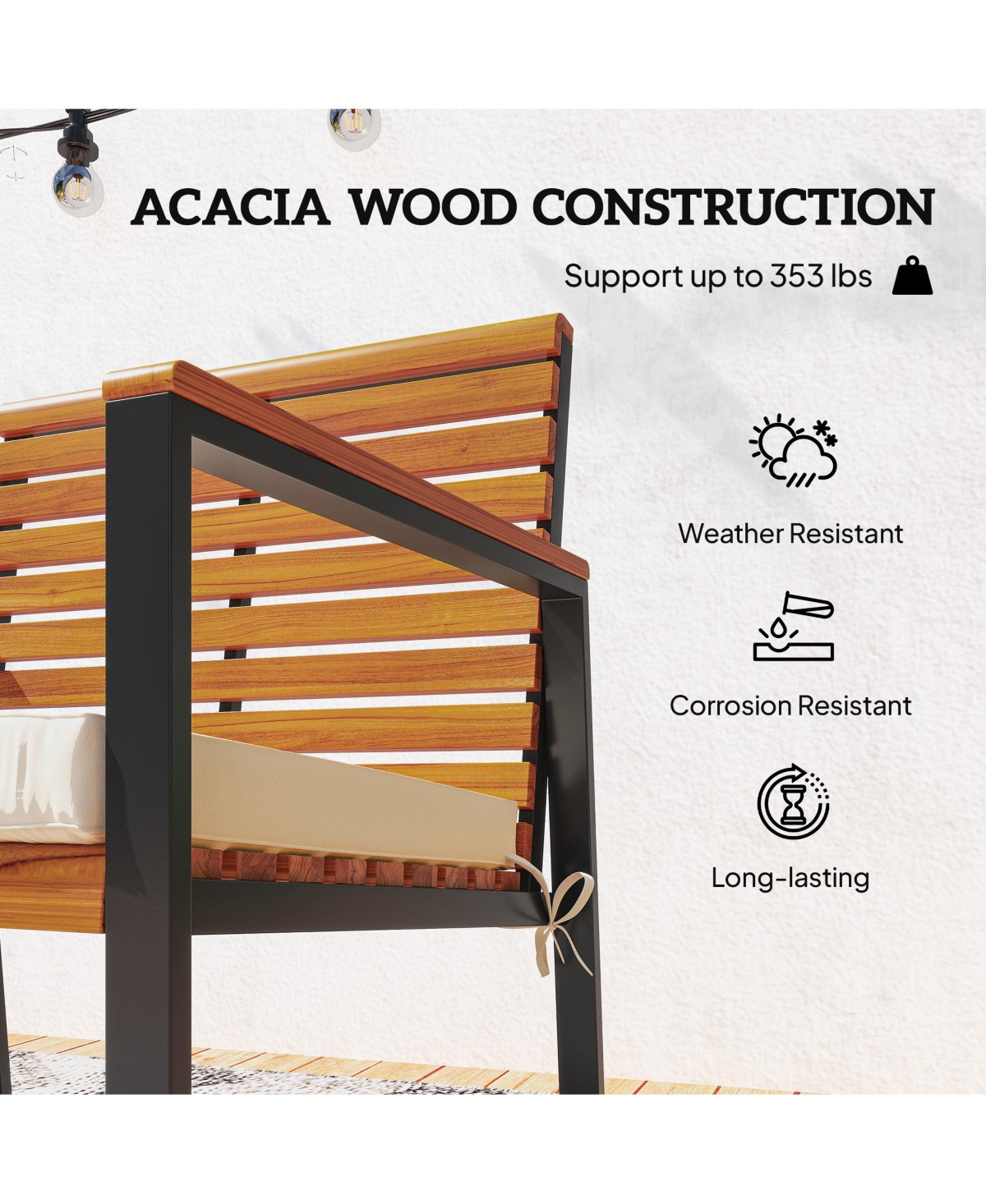 Outsunny 2PCS Outdoor Rocking Chair, Wooden Outdoor Rockers,