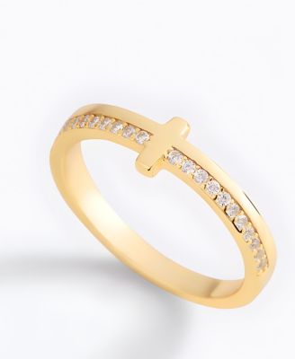 Let God Be In Control Pave Cross Ring