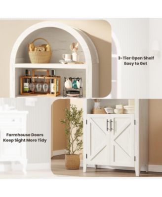 5-Tier Open Display Shelf with Nice Texture, Farmhouse Storage Cabinet for Kitchen