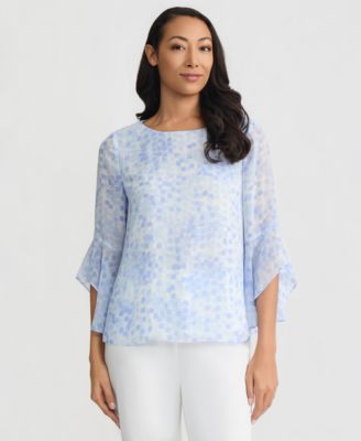 Women's Printed Ruffle-Sleeve Blouse