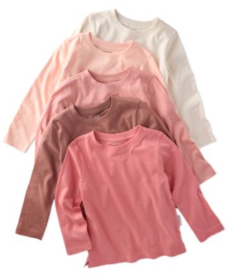 Baby Boys' or Baby Girls' Round Neck Long-Sleeve T-Shirt, 5-Pack