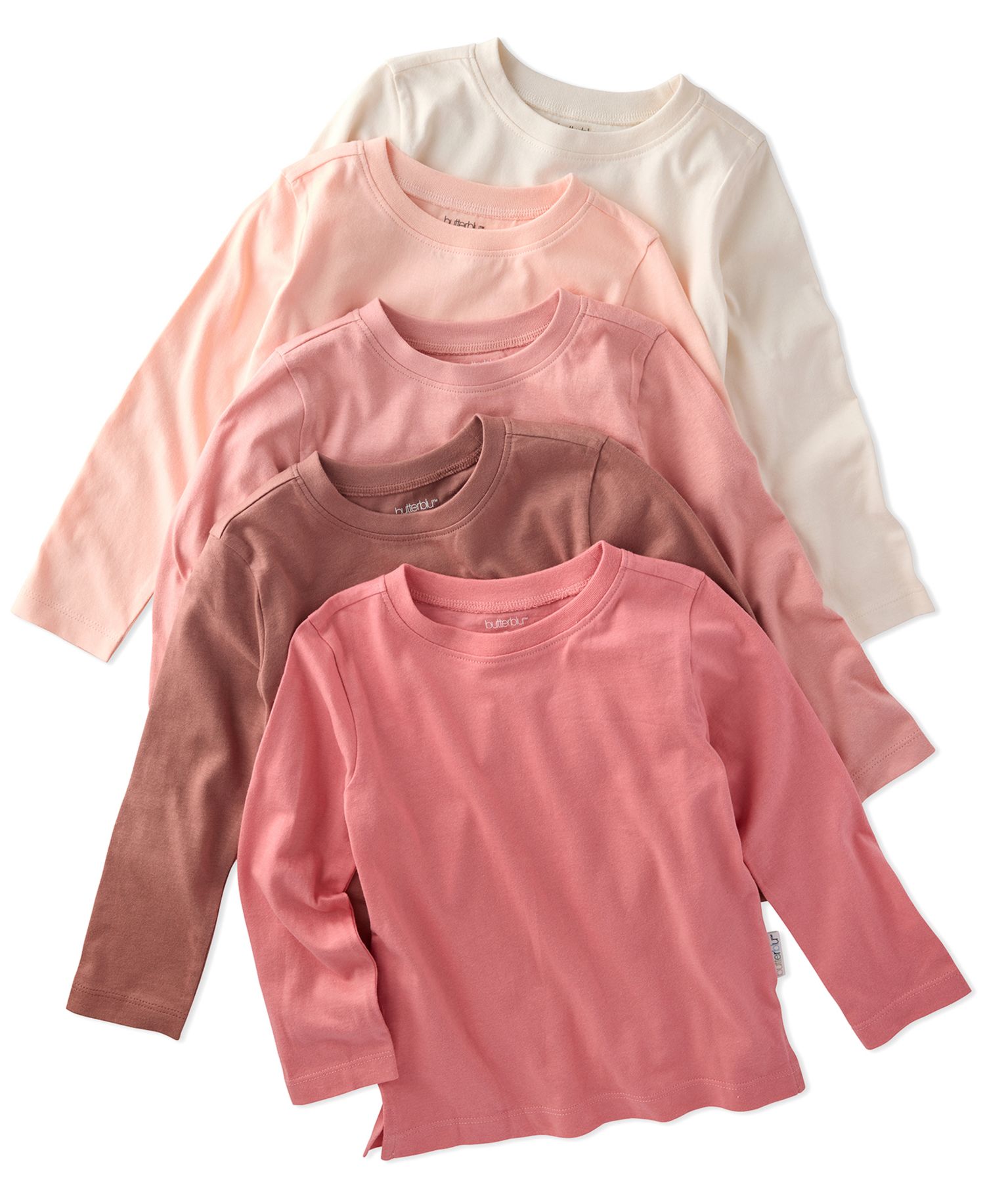 Baby Boys' or Baby Girls' Round Neck Long-Sleeve T-Shirt, 5-Pack