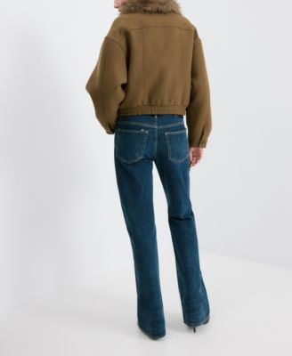 Women's Fur Collar Wool Blend Jacket