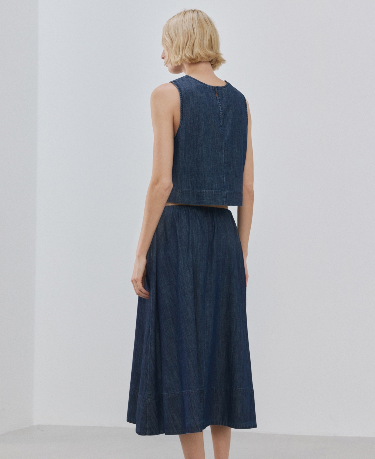 Mango Women's Under Seam Detail Denim Top