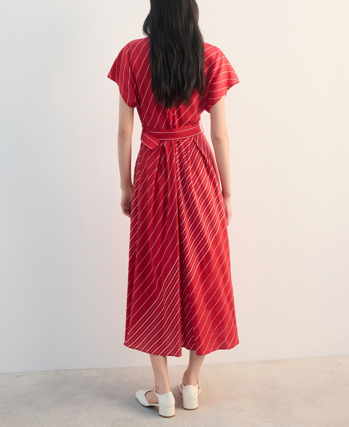 Mango Women's Belted Striped Shirt Dress