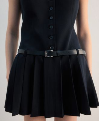 Women's Belt Pleated Dress