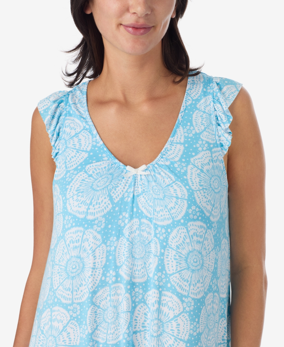 Ellen Tracy Women's Short-Sleeve Soft Bra Midi Jersey Nightgown