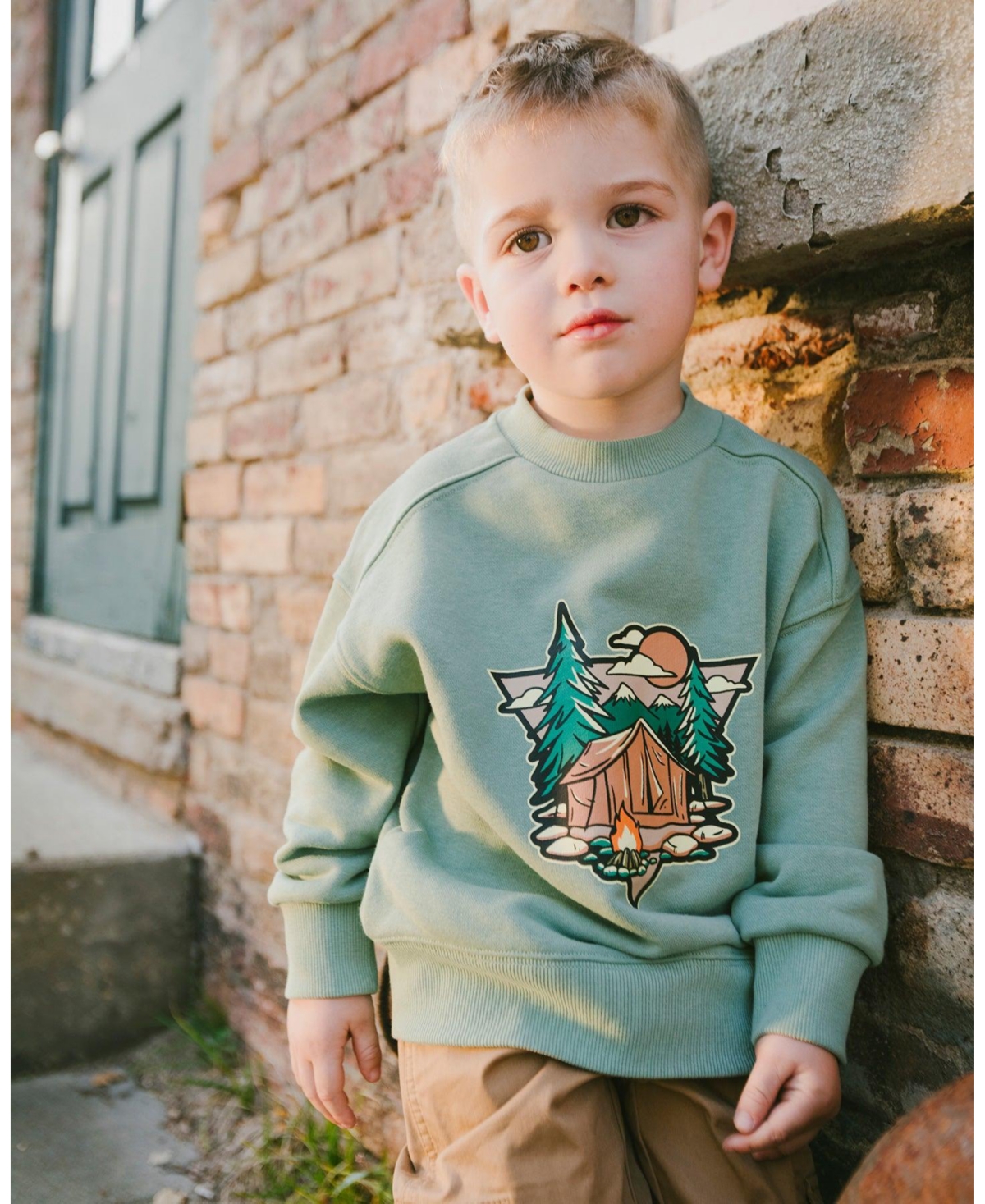 Deux par Toddler Boys French Terry Sweatshirt Pale Green