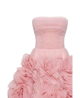 Womens Dramatically Flowered Tulle Dress