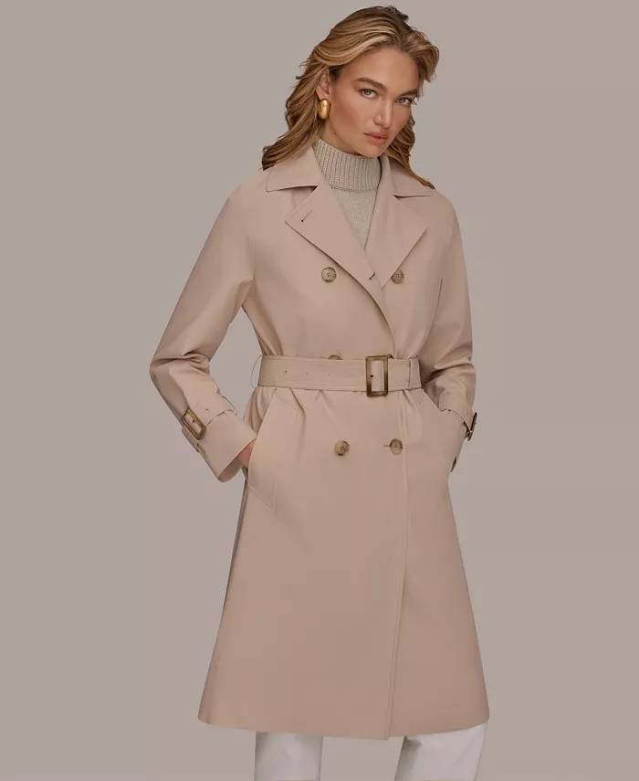 Women's Double Breasted Belted Notch Collar Trench Coat - thumbnail 8
