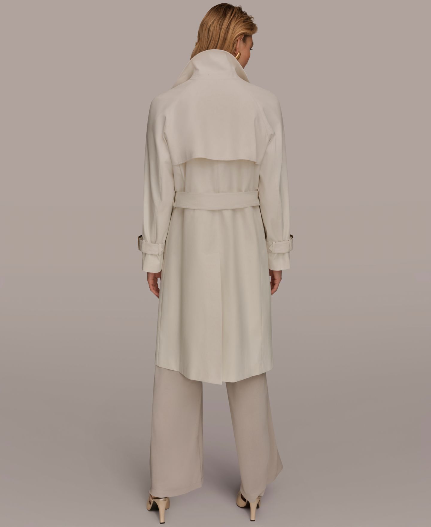 Женское пальто Donna Karan New York Double Breasted Belted Notch Collar Trench, цвет: Кремовый — фото 2