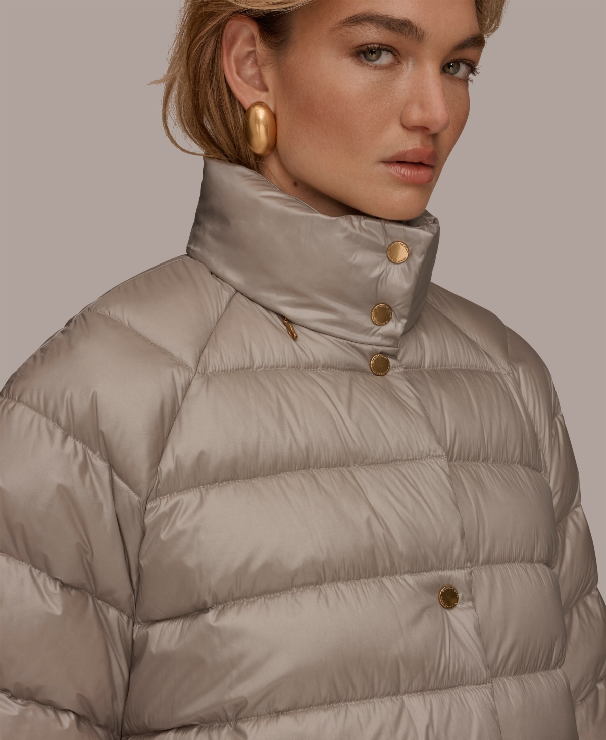 Donna Karan New York Women's Stand-Collar Down Puffer Cape