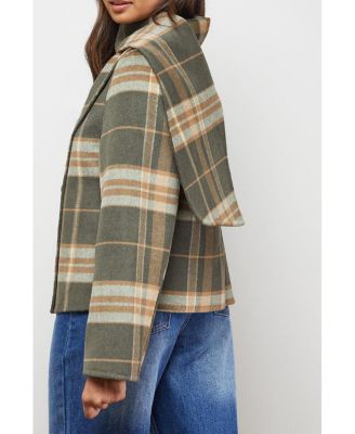 Women's Check Scarf Longline Jacket Coat