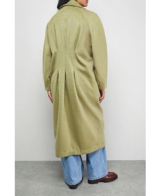 Women's Oversized Pleat Back Detail Maxi Coat