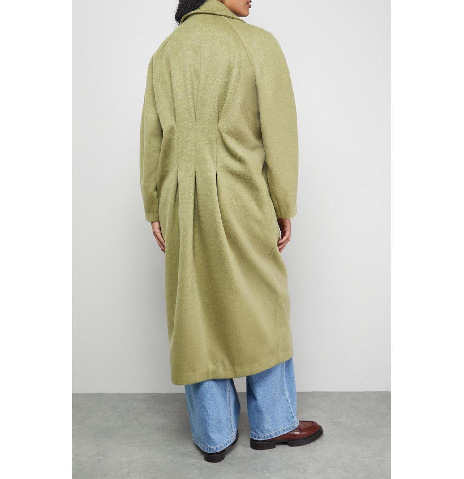 Women's Oversized Pleat Back Detail Maxi Coat
