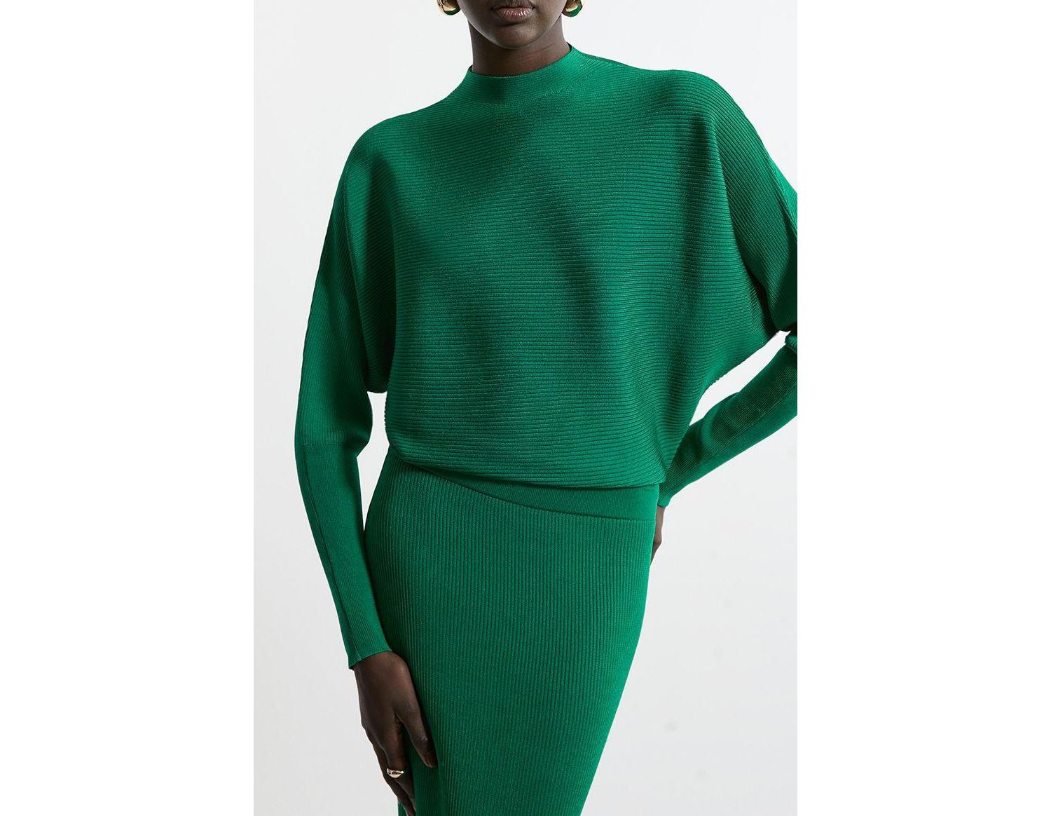 Women's Drape Knit Bat Wing Pencil Midi Dress