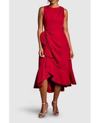 Women's Crepe Ruffle Low Back Dress