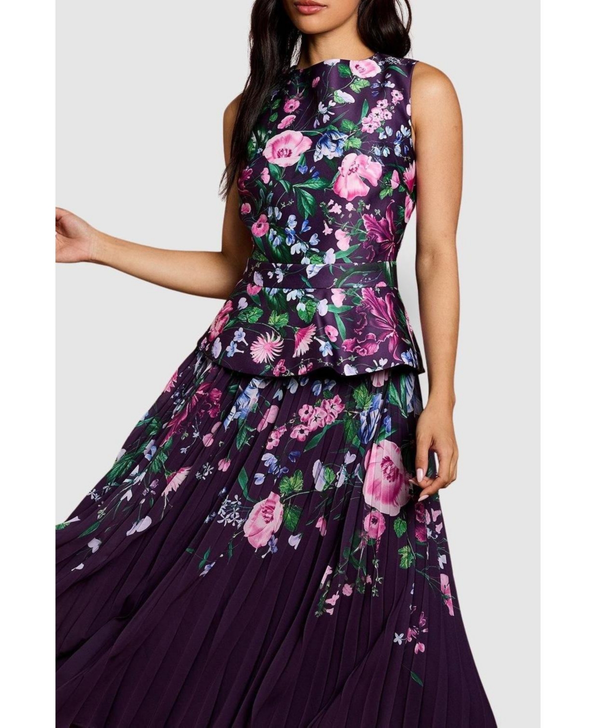 Coast Women's Structured Print Pleated Midi Dress