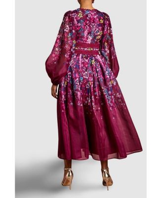 Petite Organza Lace Trim Midaxi Dress