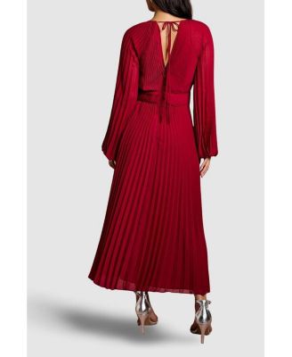 Women's Long Sleeve Chiffon Wrap Midi Dress