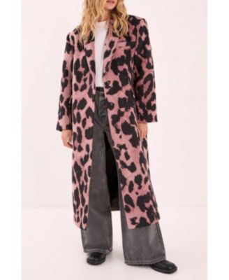 Women's Leopard Wool Blend Tailored Coat