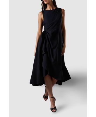 Women's Crepe Ruffle Low Back Dress