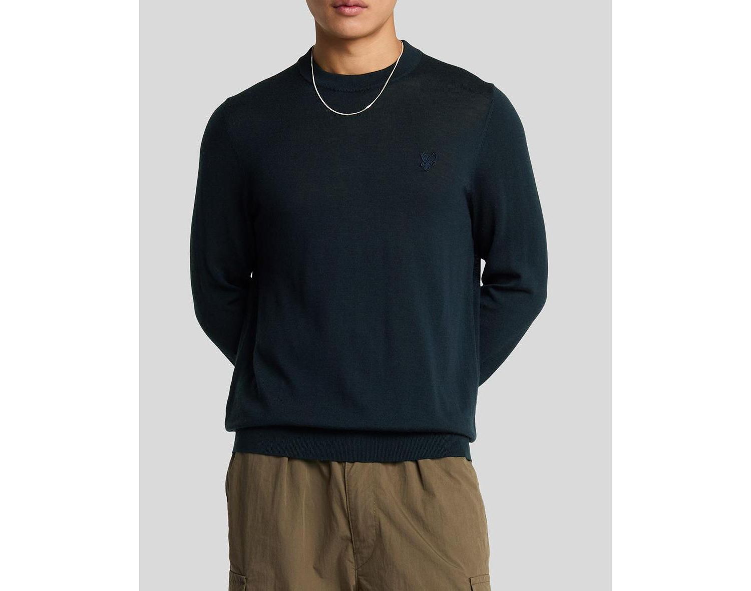 Men's Tonal Eagle Merino Crew Neck Sweater
