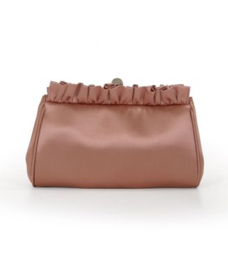 Woman's Olivia Satin Ruffle Top Pouch Clutch