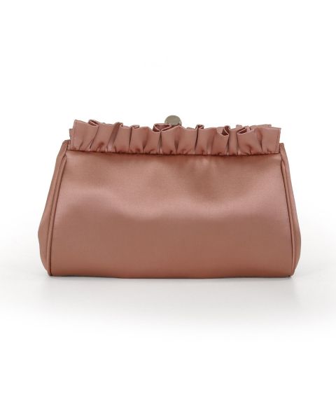 Женский клатч Jewel Badgley Mischka Olivia Satin Ruffle Top Pouch Clutch, цвет: Розовый