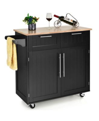 Kitchen Island Storage Trolley with Drawer and Towel Rack, Rolling Cart