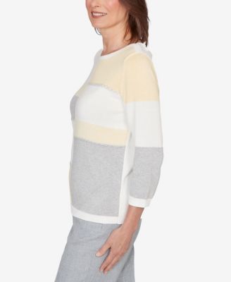 Women's  Al Fresco Ribbed Colorblock Jewel Neck Sweater