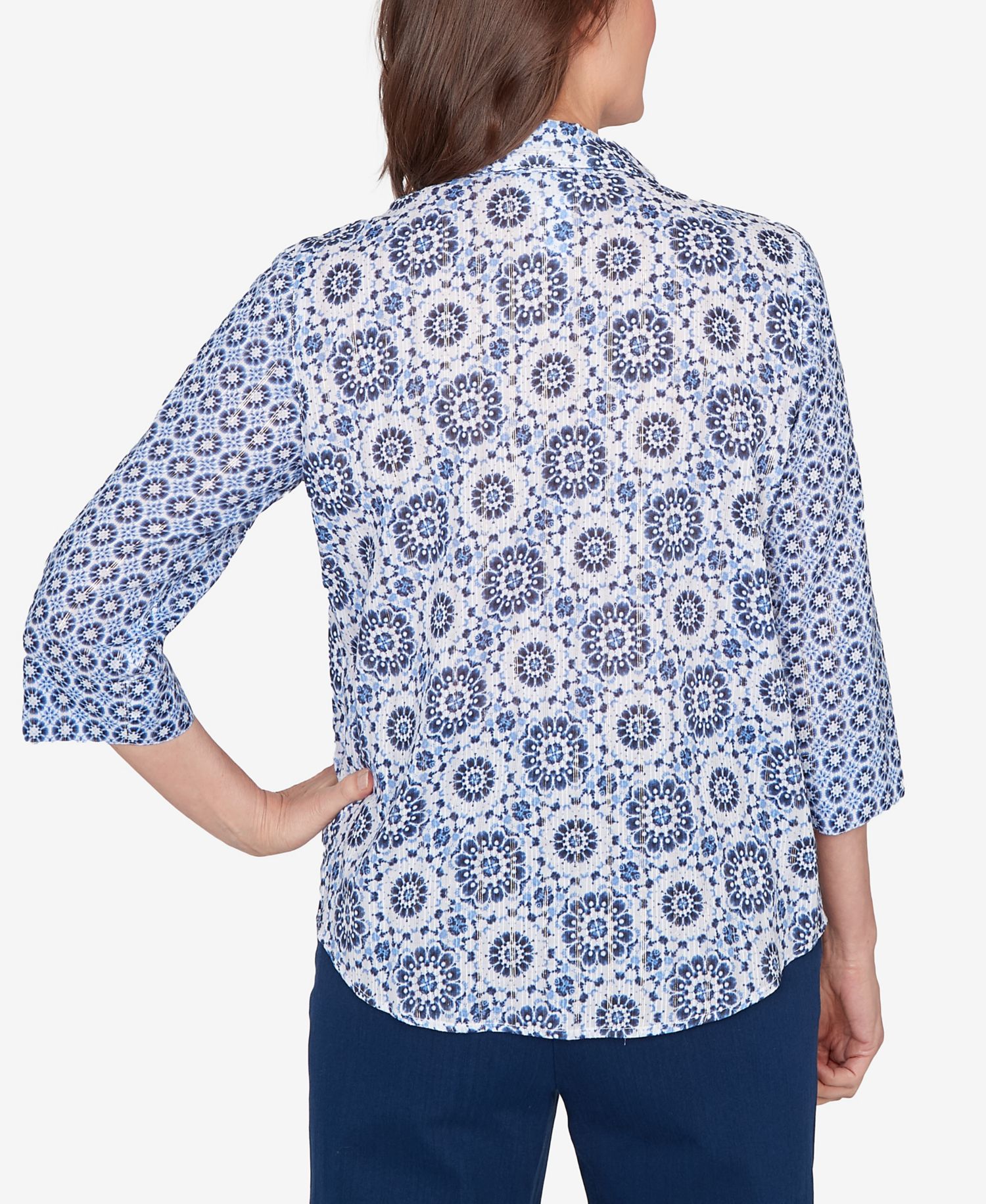 Women's Mykonos Geometric Button-Front Collared Top
