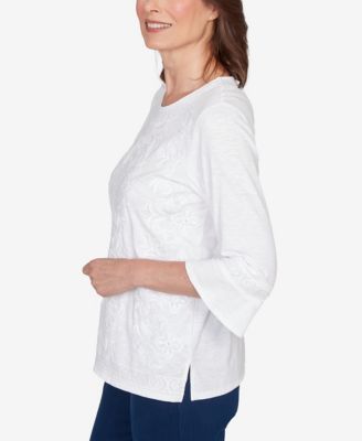 Women's  Mykonos White Medallion Embroidered Top