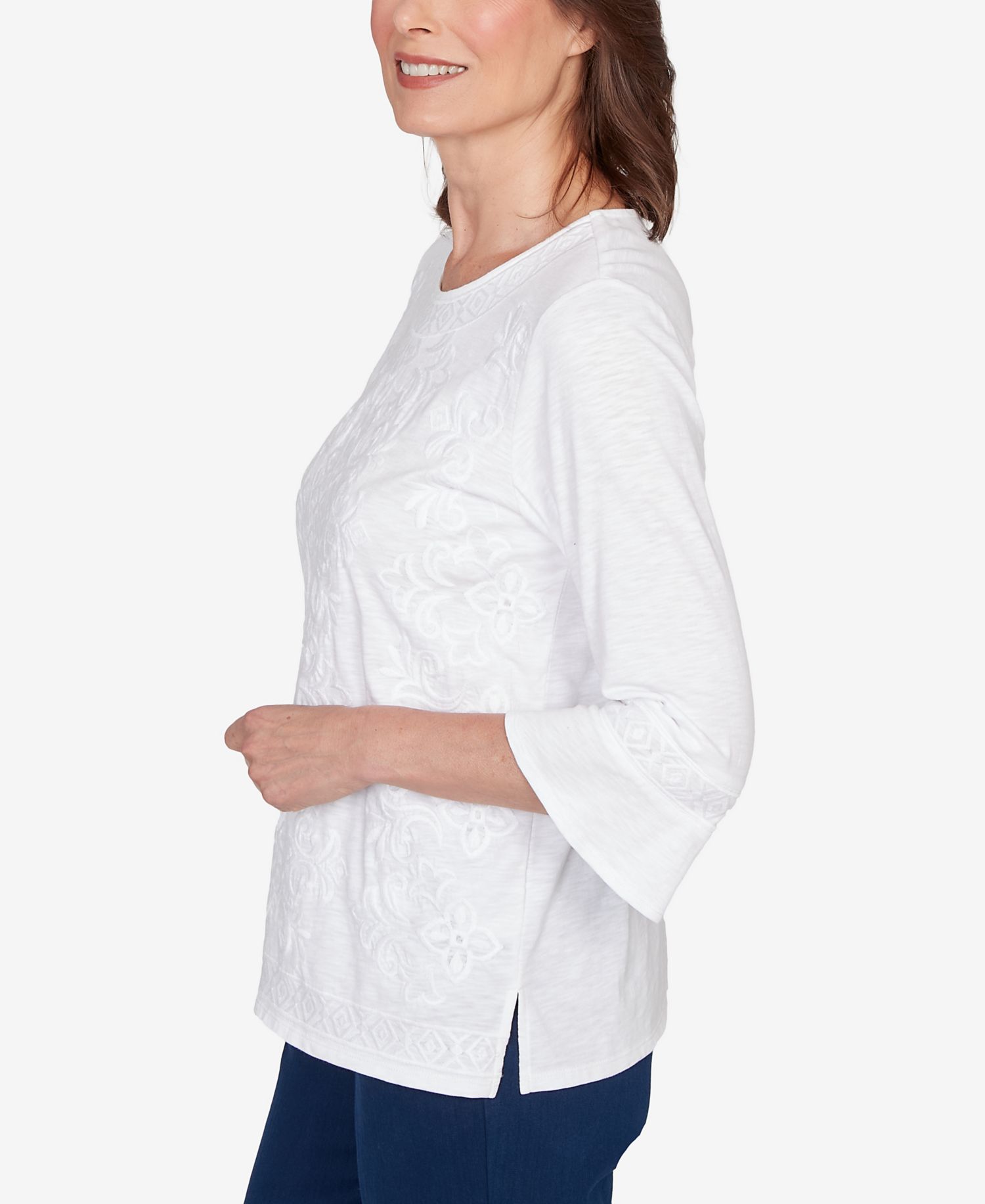 Women's Mykonos White Medallion Embroidered Top