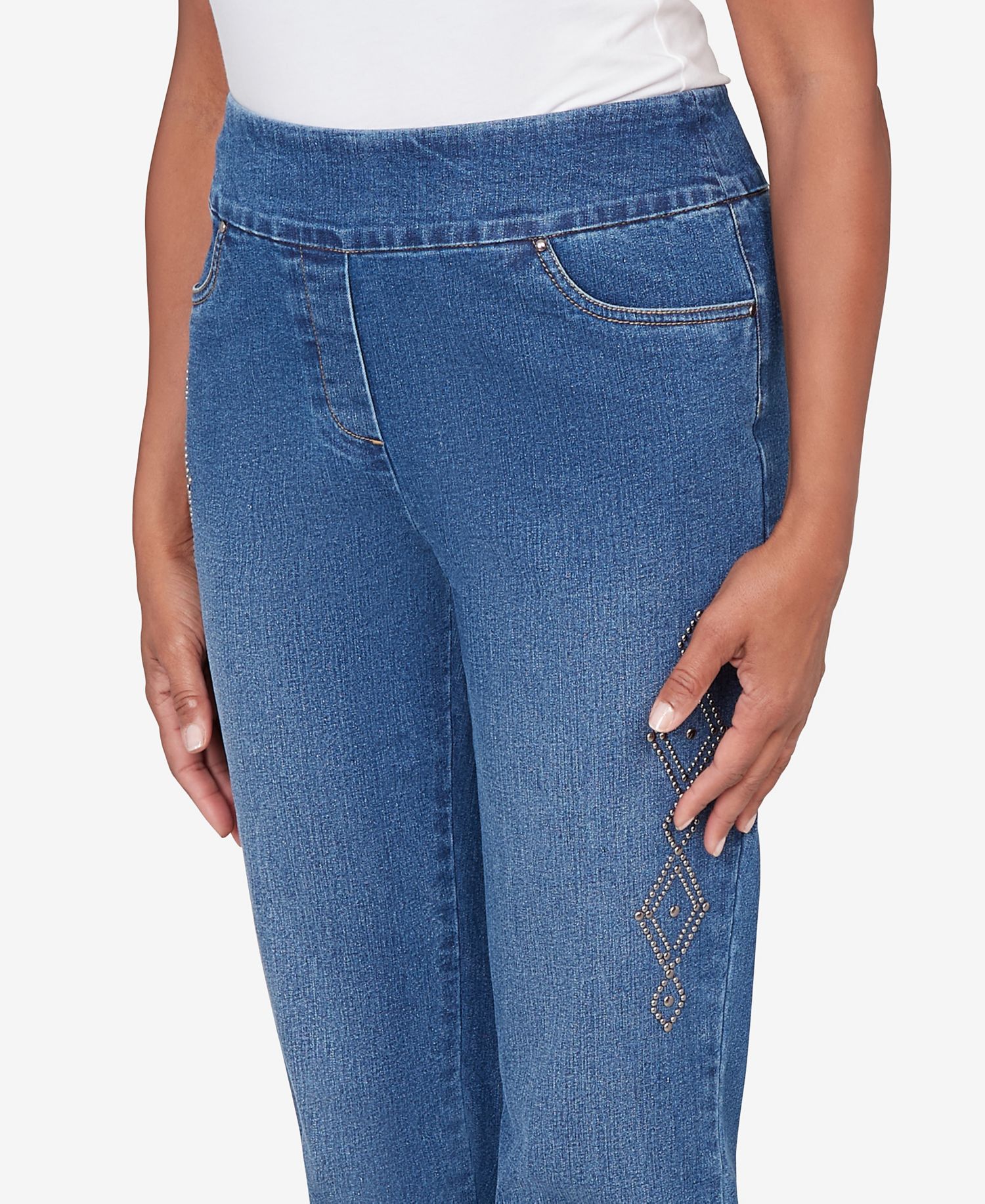 Women's Austin Geometric Heat Set Super Stretch Denim Short Length Jeans