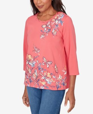 Women's  Austin Asymmetric Etched Floral Knit Top