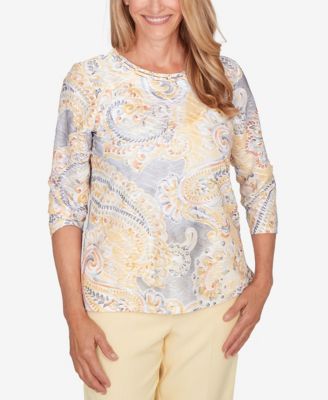 Women's  Al Fresco Paisley Printed Patch Knit Top