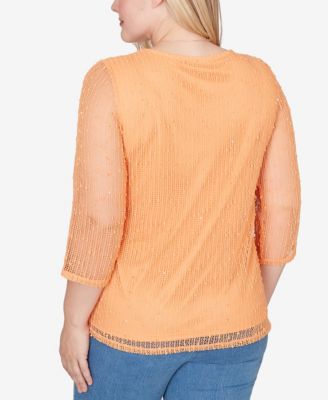 Women's  Beachcomber Bright Popcorn Mesh Top with Necklace