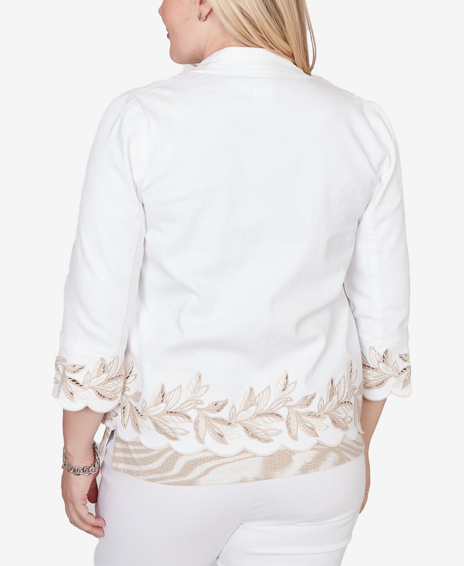 Women's Natural Wonder Leaf Cutout Embroidered Shirt Jacket