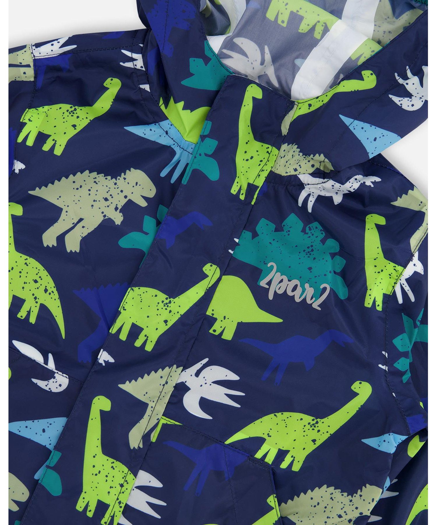 Boys Packable Windbreaker in Polyester Dinosaur Print