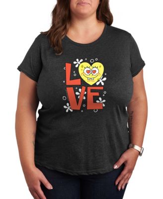 Women's Spongebob Squarepants Love Heart Short Sleeve Graphic T-Shirt