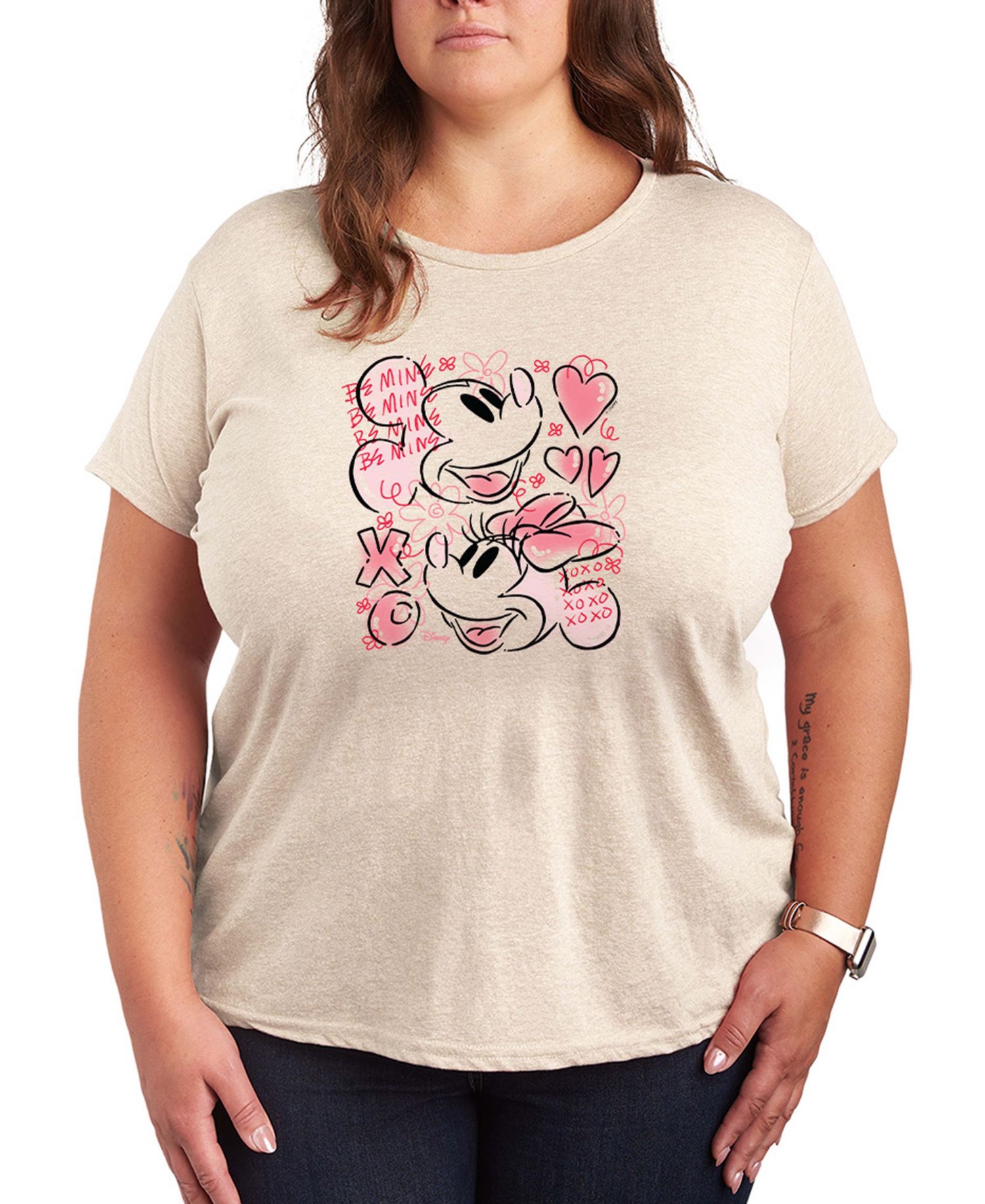 Women's Mickey And Minnie Be Mine Xoxo Short-Sleeve Graphic T-Shirt