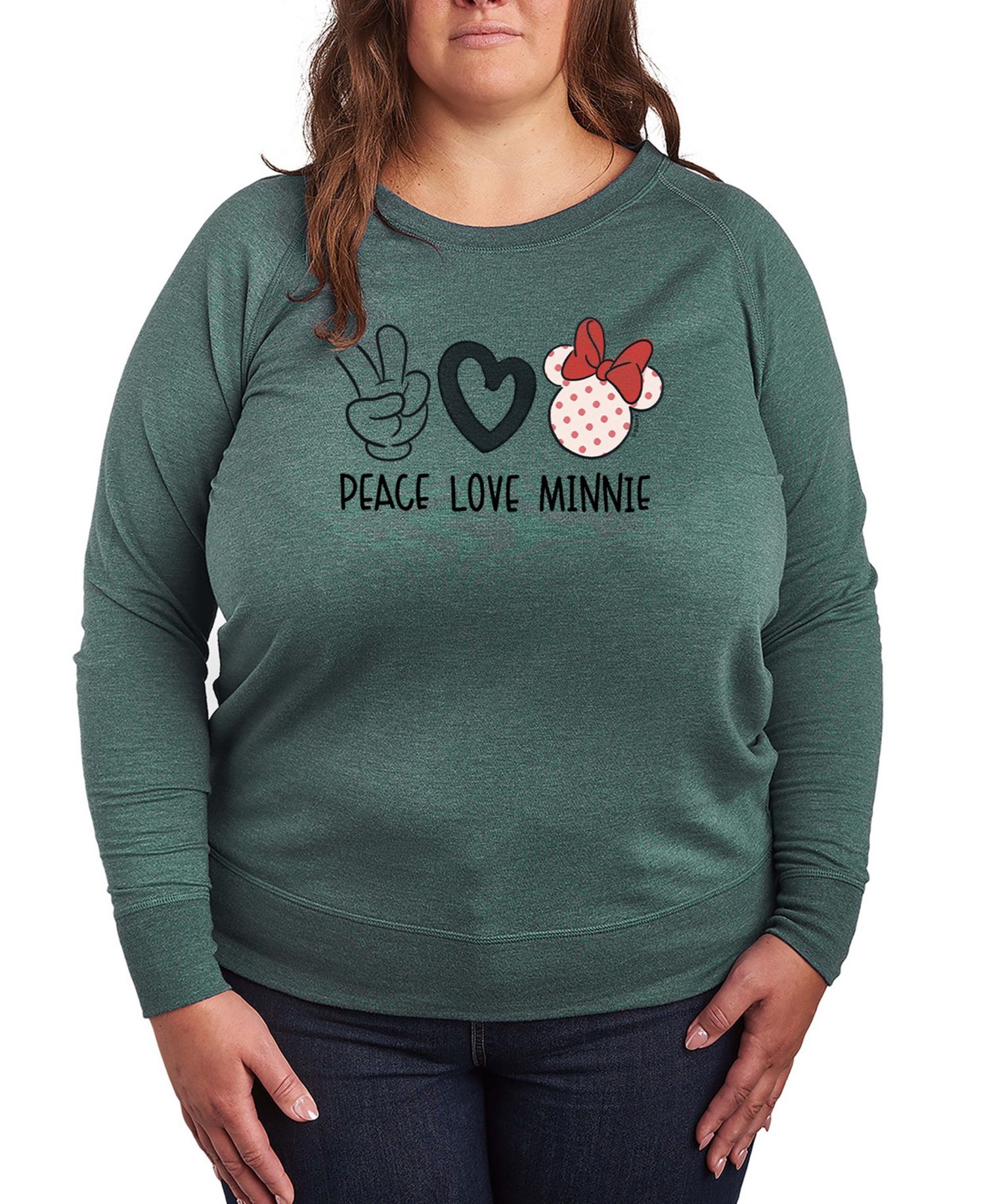 Women's Peace Love Minnie Women's French Terry Long-Sleeve T-Shirt