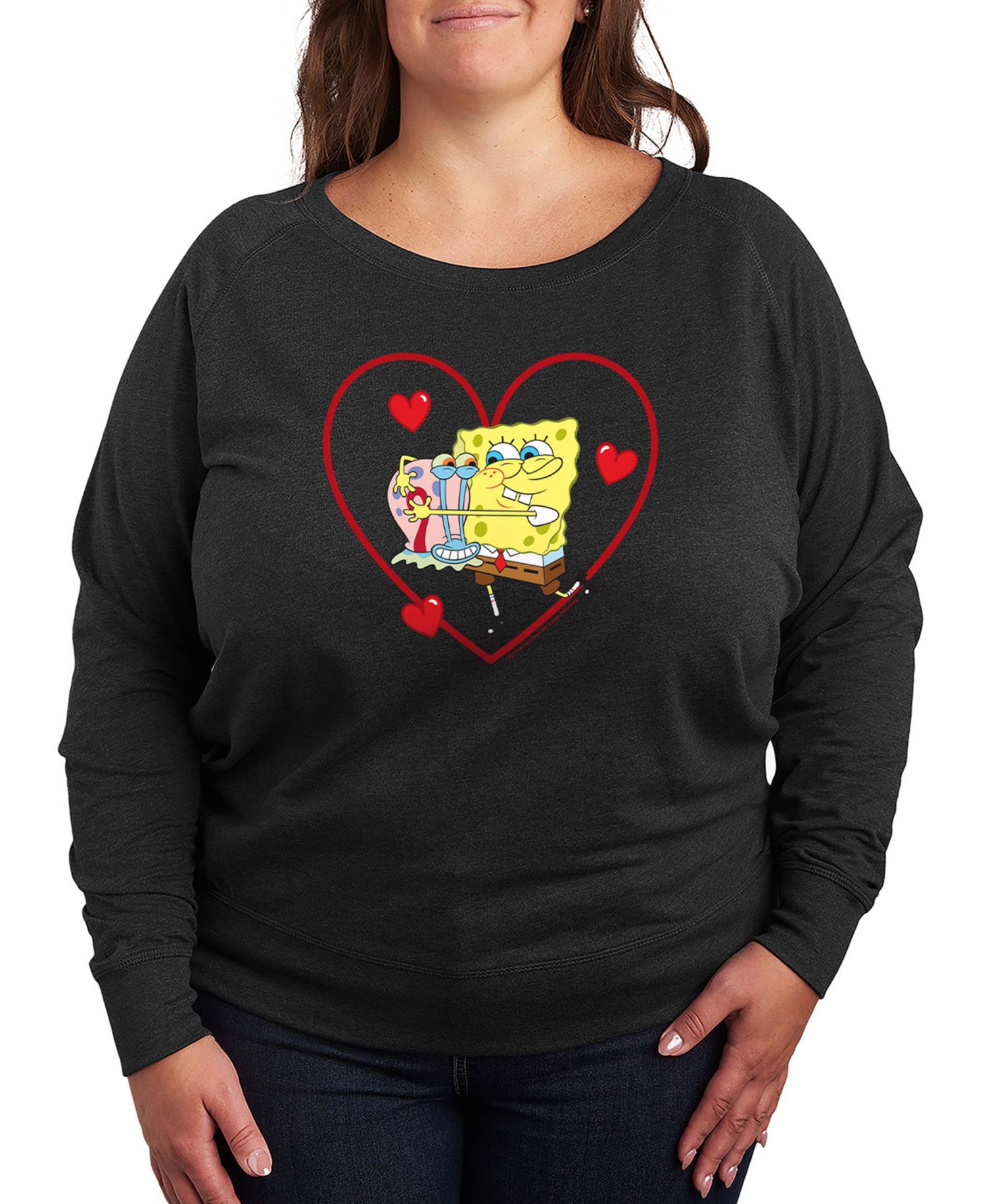 Women's Spongebob Squarepants Gary Heart French Terry Long-Sleeve T-Shirt