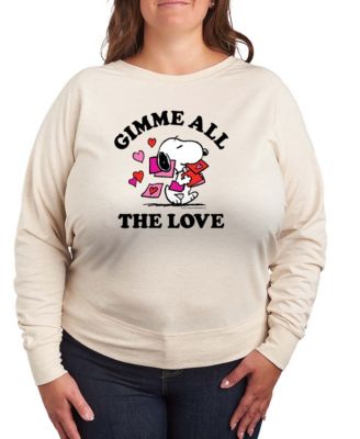 Women's Peanuts Snoopy Gimme All The Love Valentine French Terry Long sleeve T-shirt