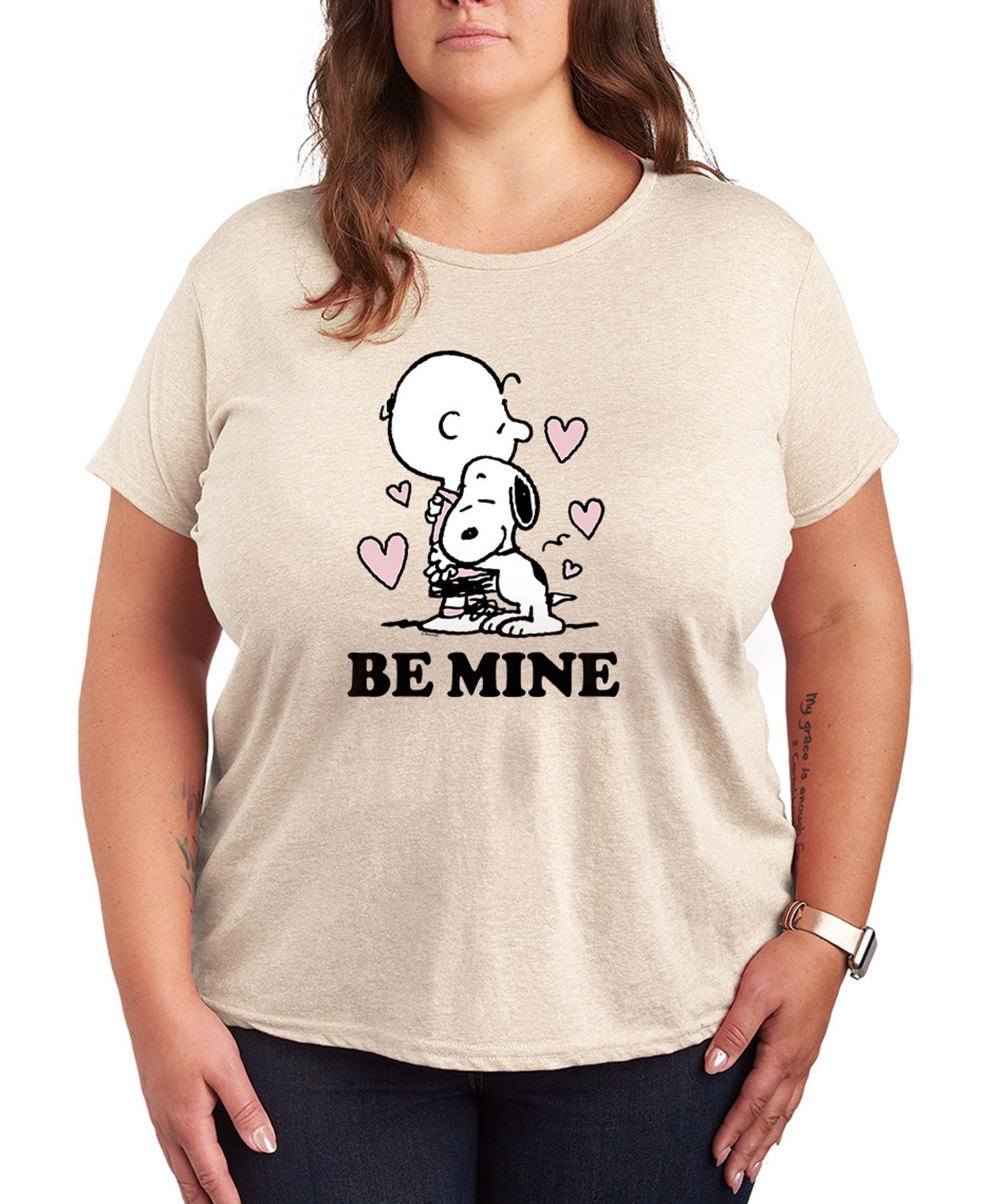 Women's Peanuts Snoopy And Charlie Be Mine Short-Sleeve Graphic T-Shirt