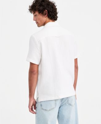 Men's Floral Embroidered Cotton Camp Shirt