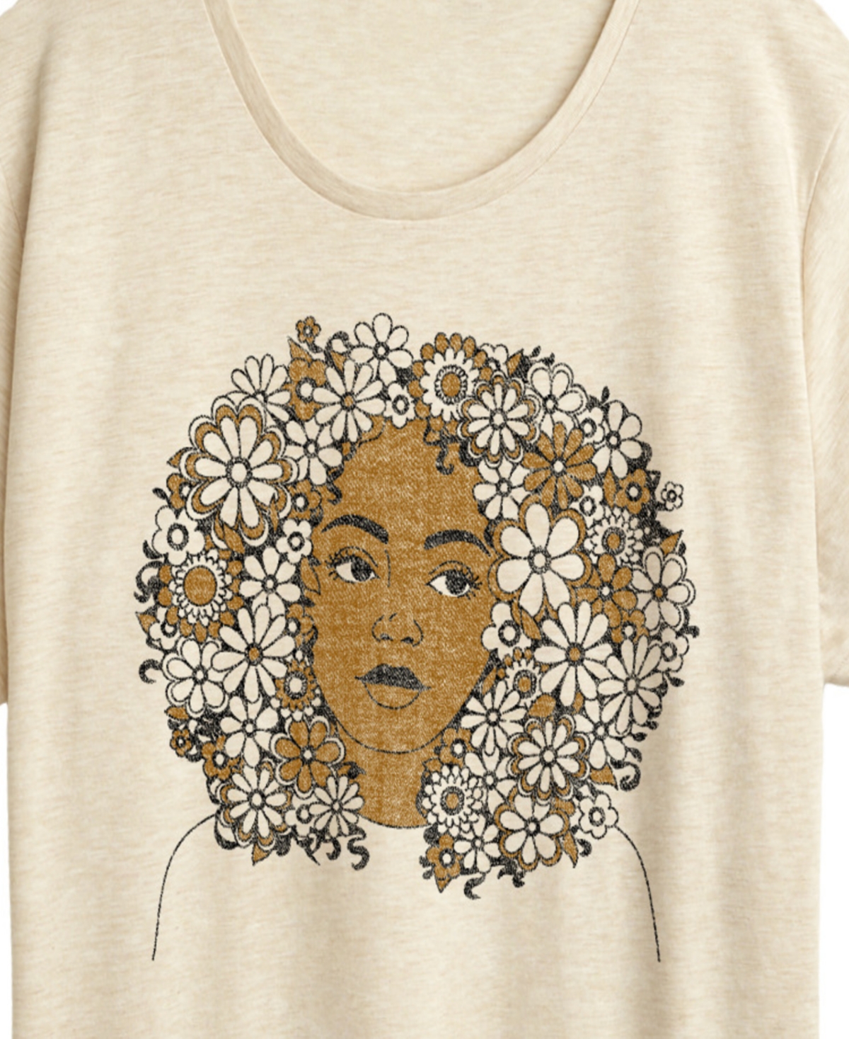 Hybrid Apparel Women's Instant Message Flower Afro Short Sleeve Graphic T-Shirt