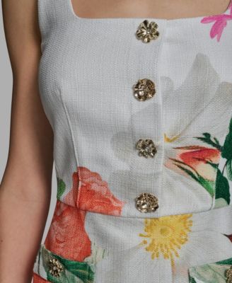 Women's Floral Print Sleeveless Sheath Dress